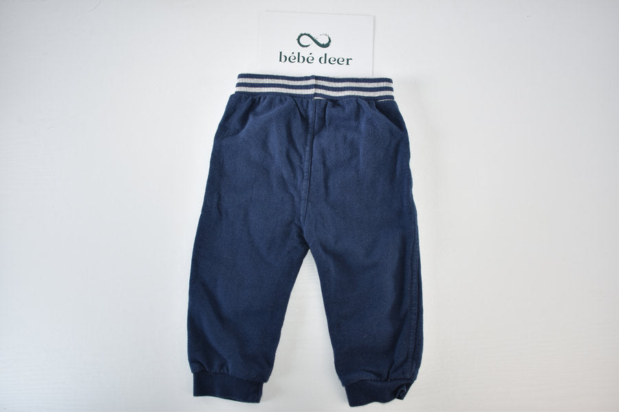 Navy trousers with striped waistband