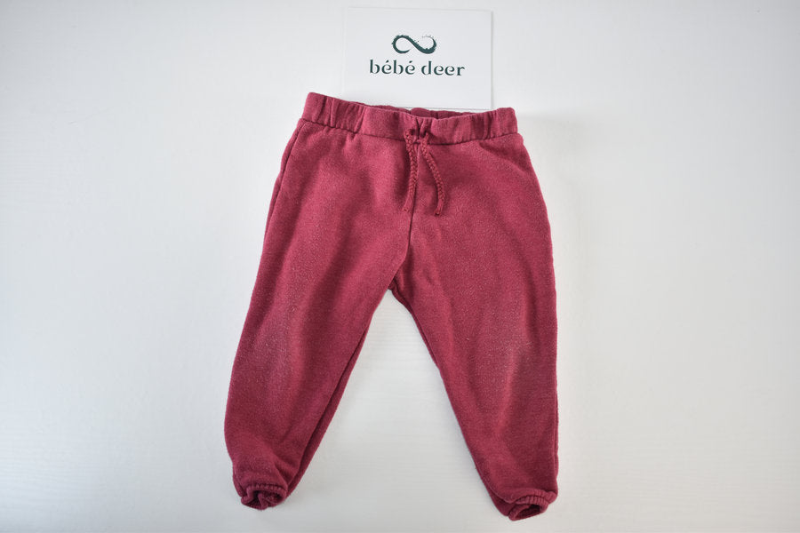 Burgundy trousers with drawstring detail