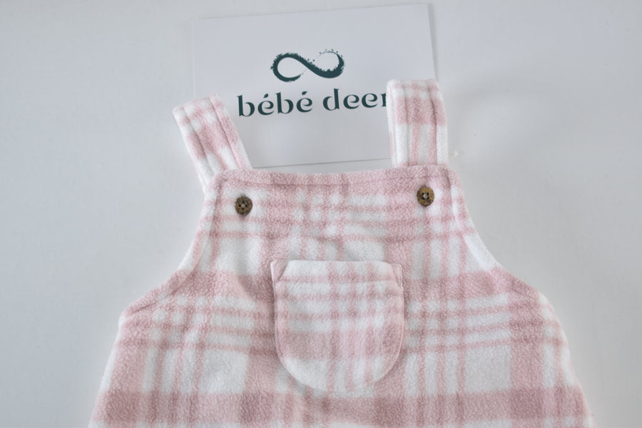 Pink check fleece pinafore dress