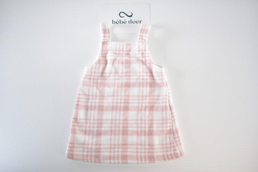 Pink check fleece pinafore dress