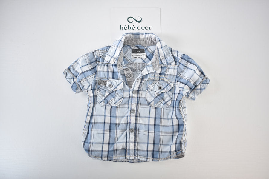 Short-sleeved checked shirt