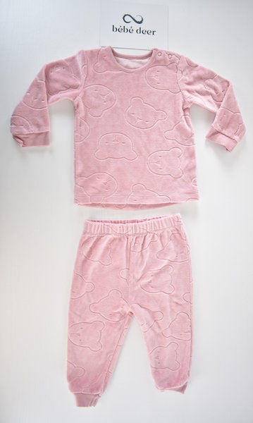 Pink velour bear pyjama set