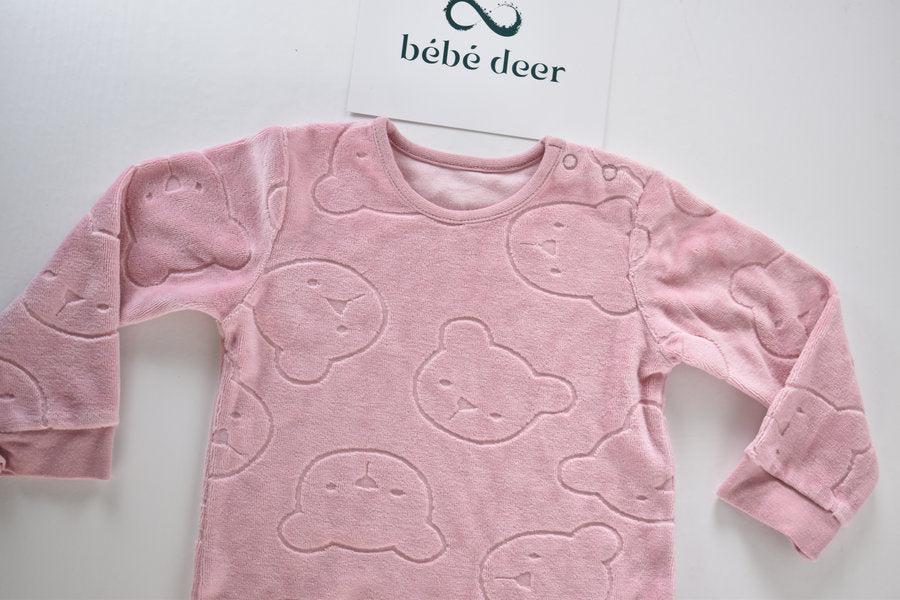 Pink velour bear pyjama set