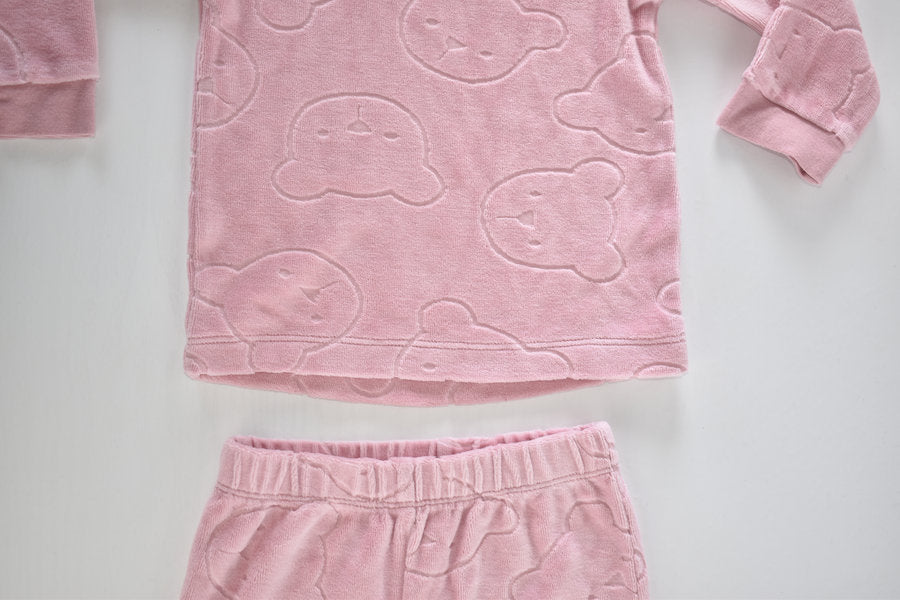 Pink velour bear pyjama set