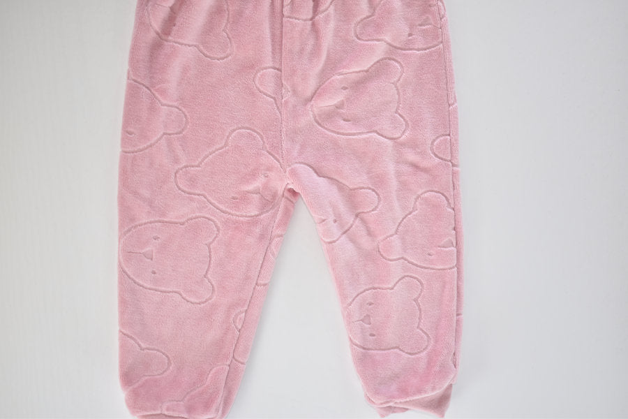 Pink velour bear pyjama set