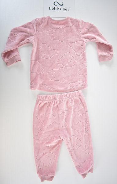 Pink velour bear pyjama set
