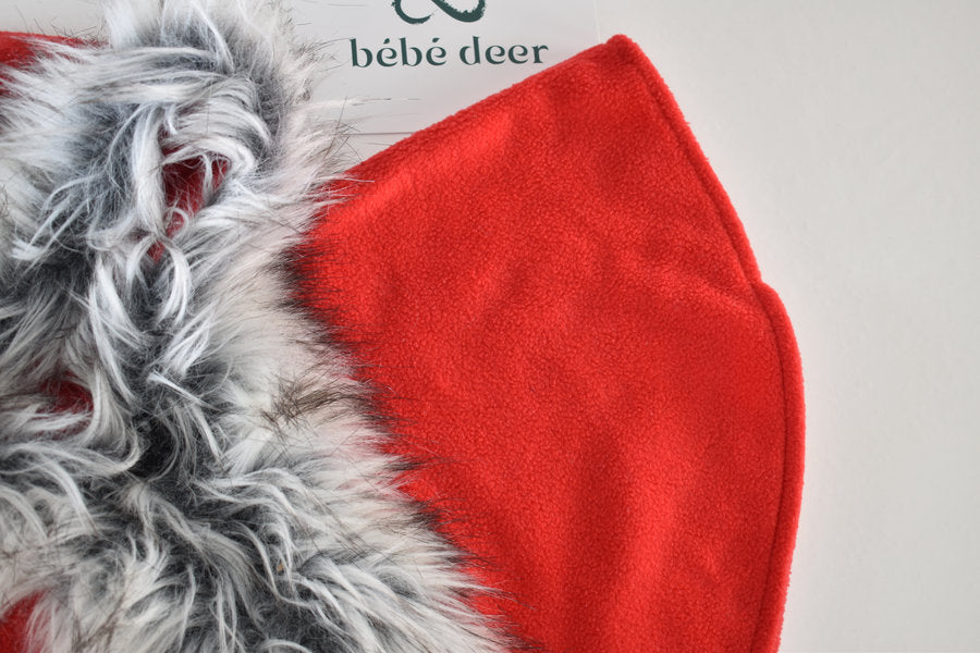 Red fleece cape-style coat