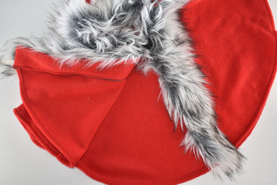 Red fleece cape-style coat