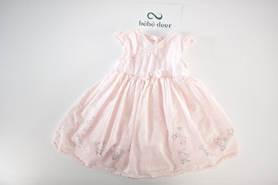 Light pink sleeveless dress with mouse and butterfly print