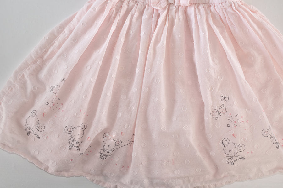 Light pink sleeveless dress with mouse and butterfly print