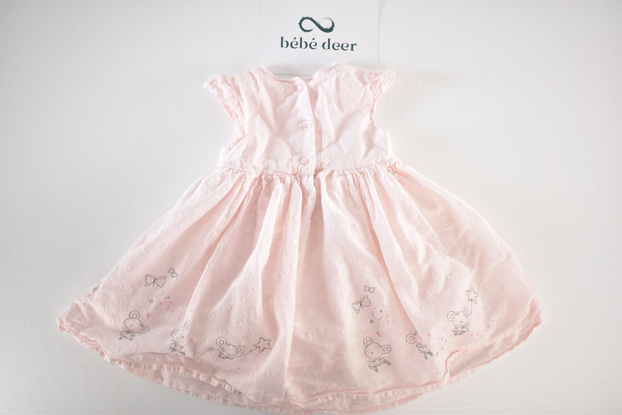 Light pink sleeveless dress with mouse and butterfly print
