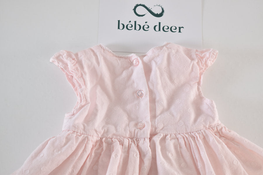 Light pink sleeveless dress with mouse and butterfly print