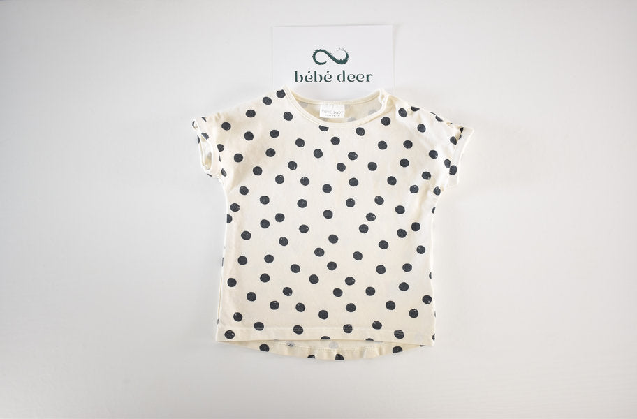 Top with black polka dot print