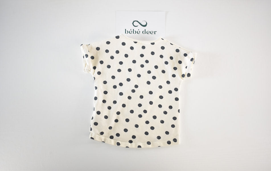 Top with black polka dot print