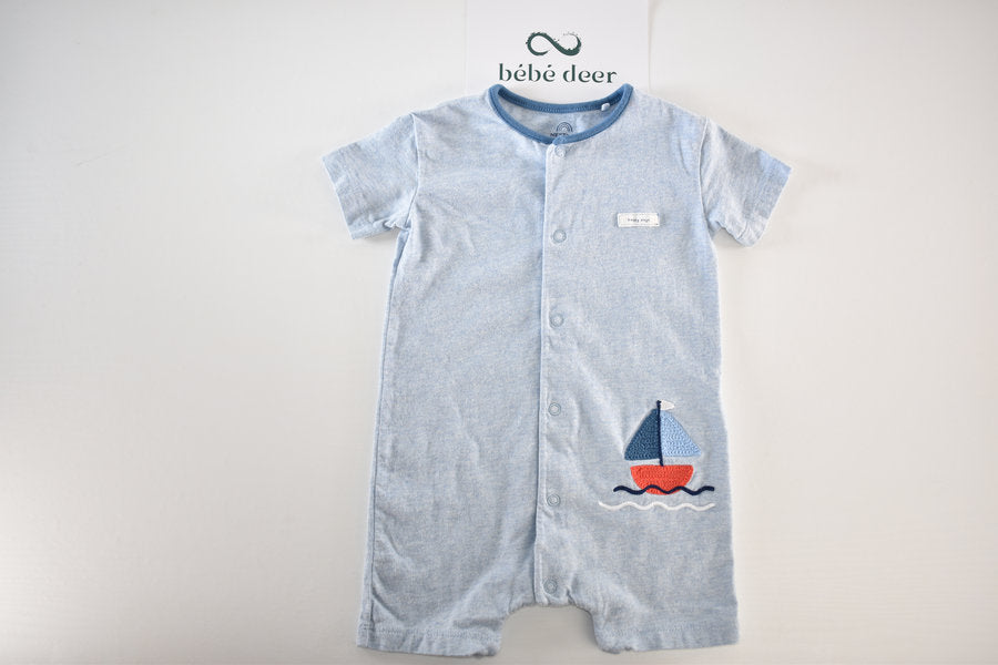 Light blue romper with a sailboat