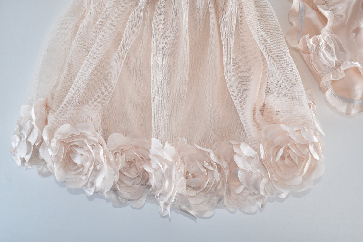 Robe de cérémonie florale rose avec bloomer assorti