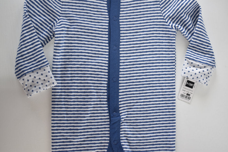 Blue striped sleepsuit with spot trim