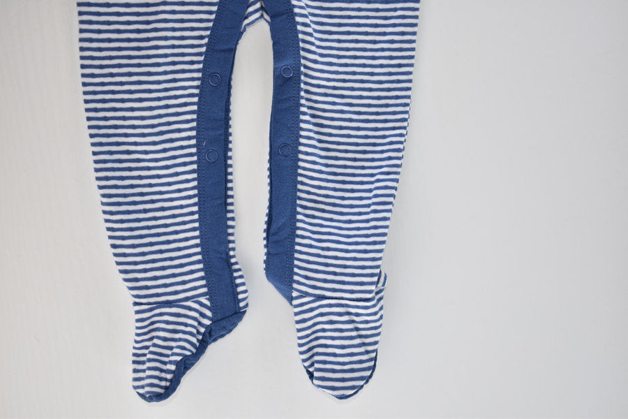 Blue striped sleepsuit with spot trim