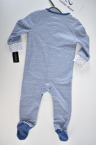 Blue striped sleepsuit with spot trim