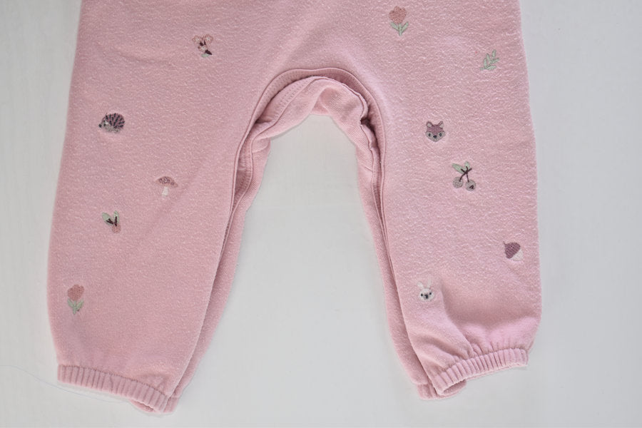 Pink embroidered dungarees with frill straps