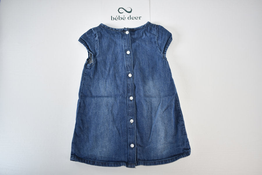 Denim dress with back button fastening