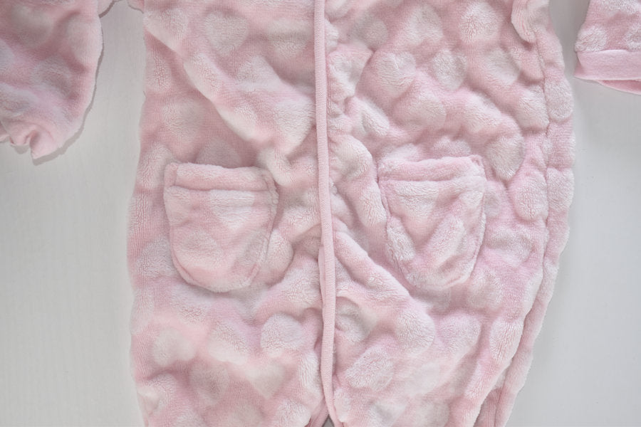 Pink fleece all-in-one with bunny ears