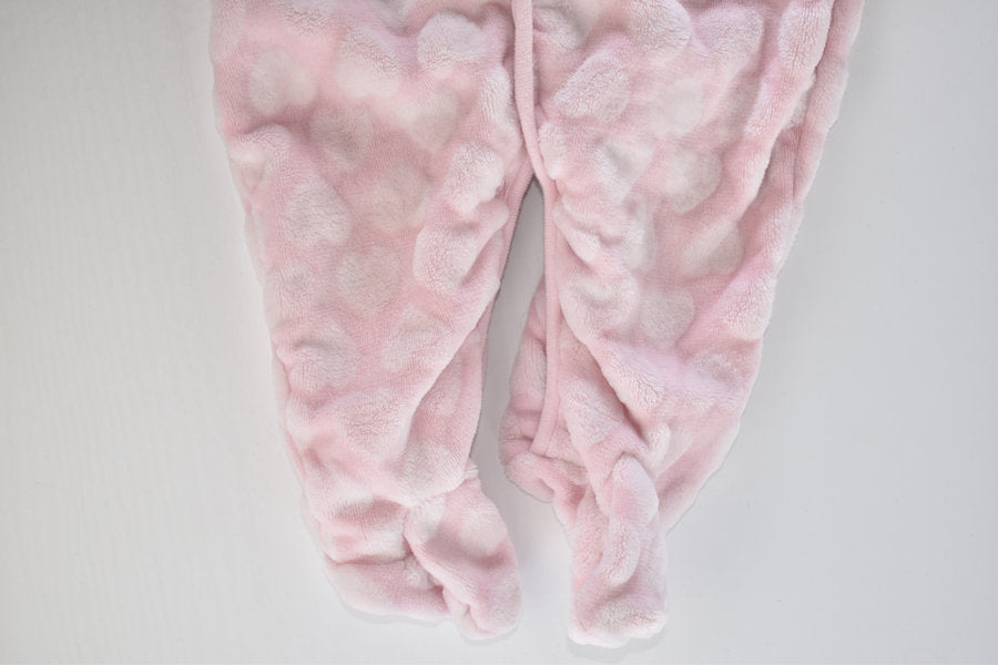 Pink fleece all-in-one with bunny ears