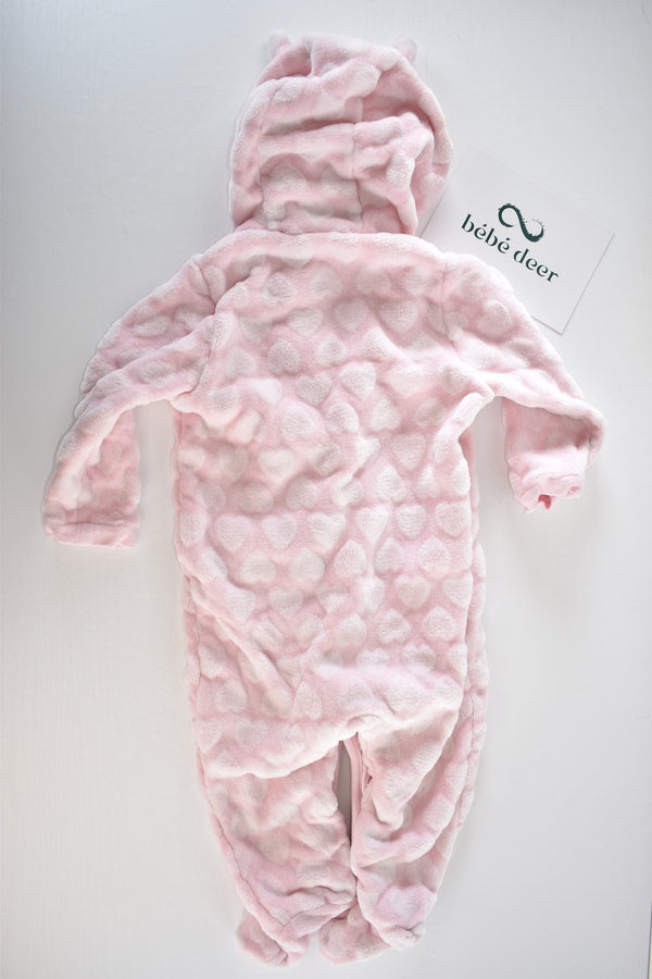 Pink fleece all-in-one with bunny ears