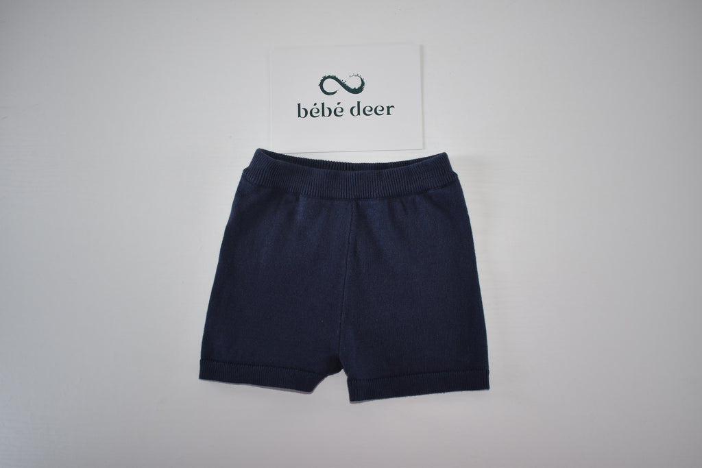 Navy knitted shorts