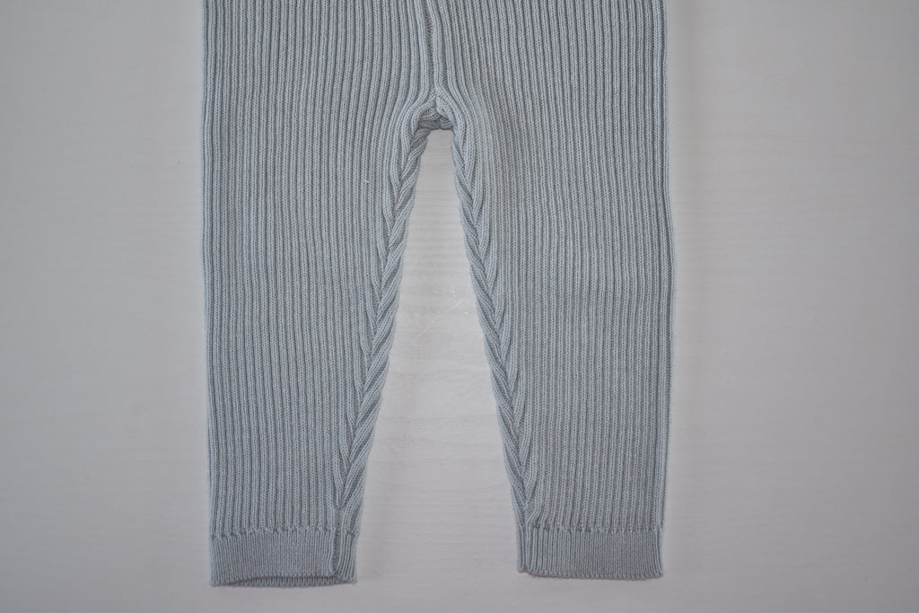 Pale blue ribbed knit leggings