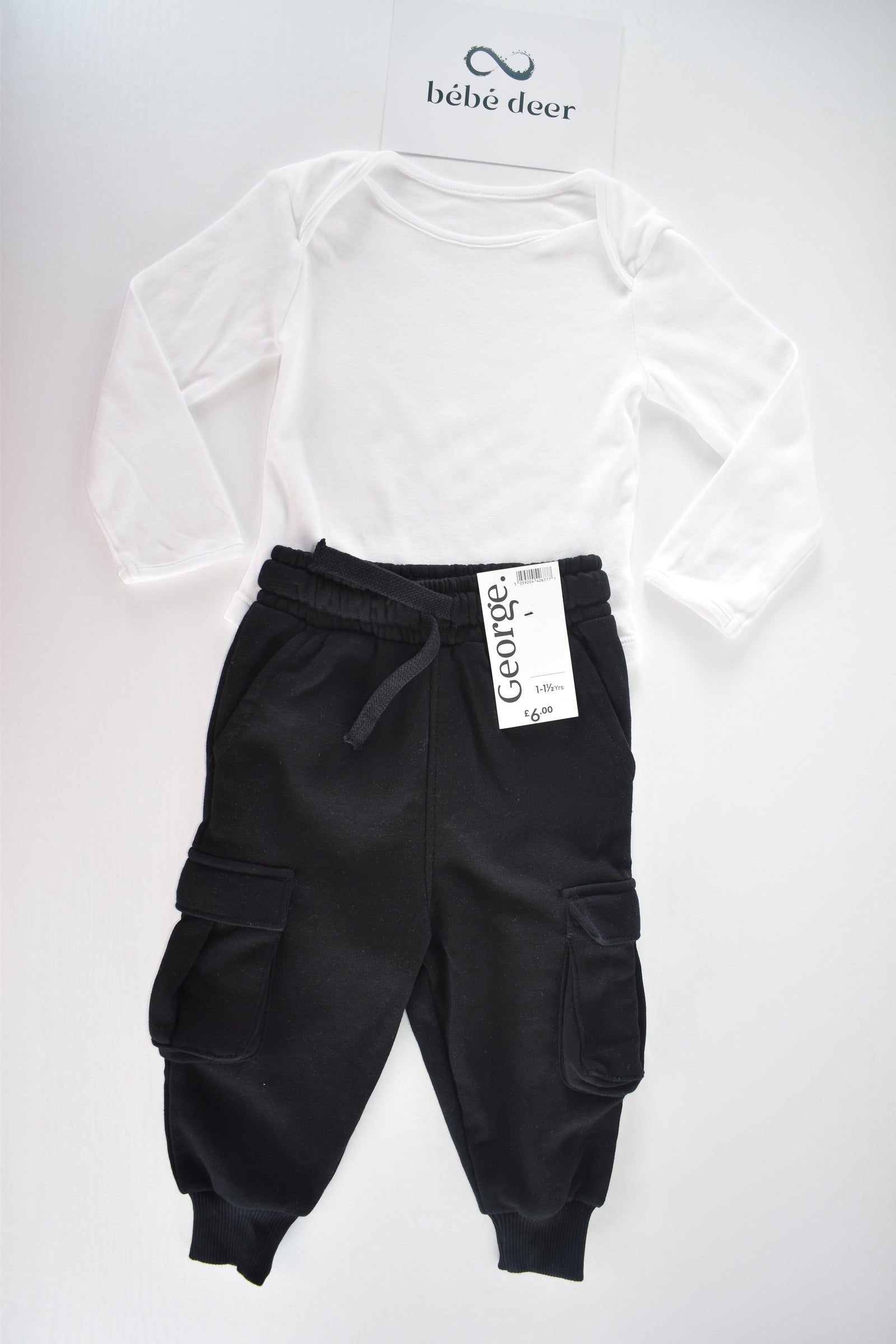 Long sleeve bodysuit and new with tags cargo trousers set