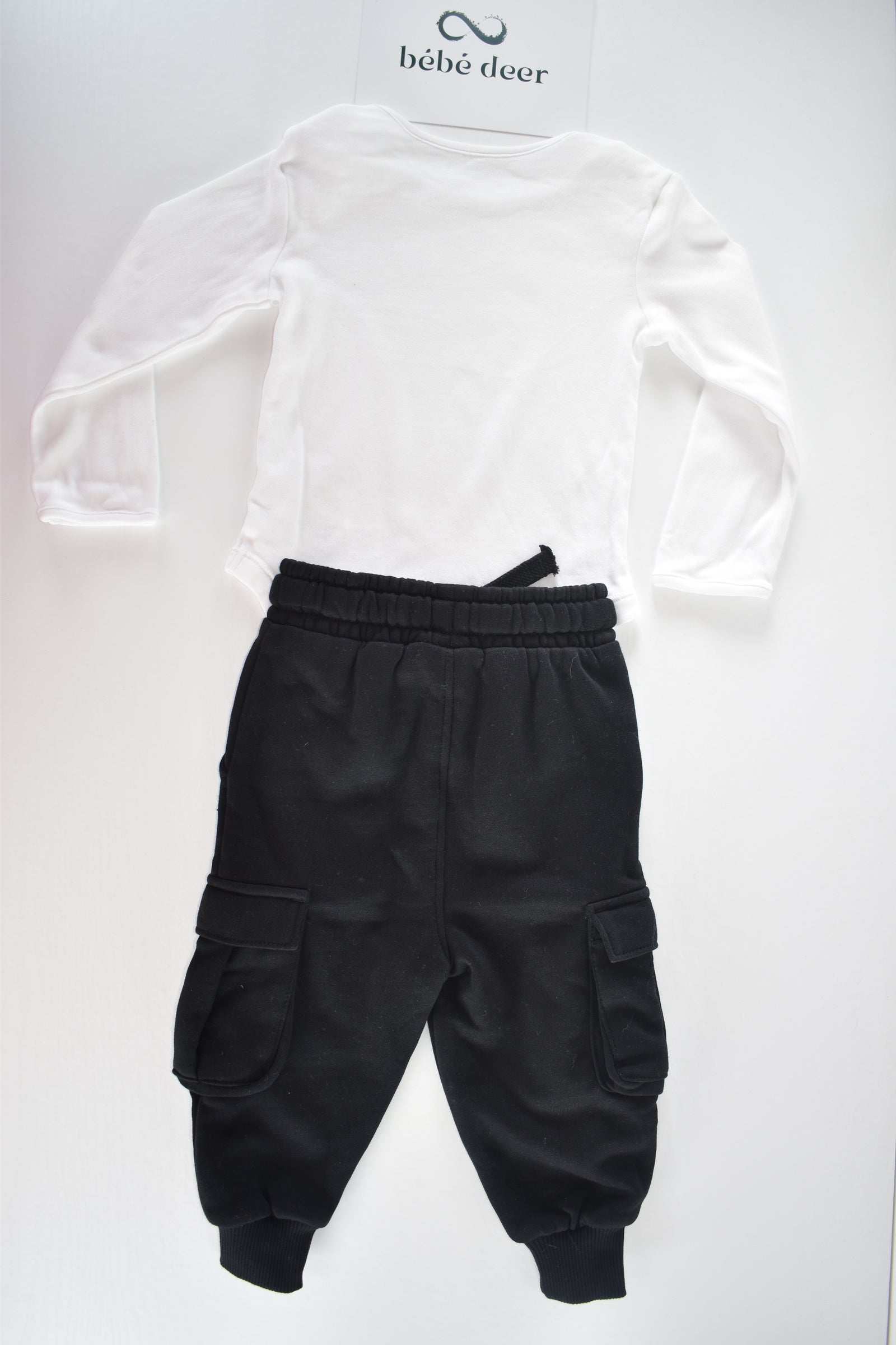 Long sleeve bodysuit and new with tags cargo trousers set