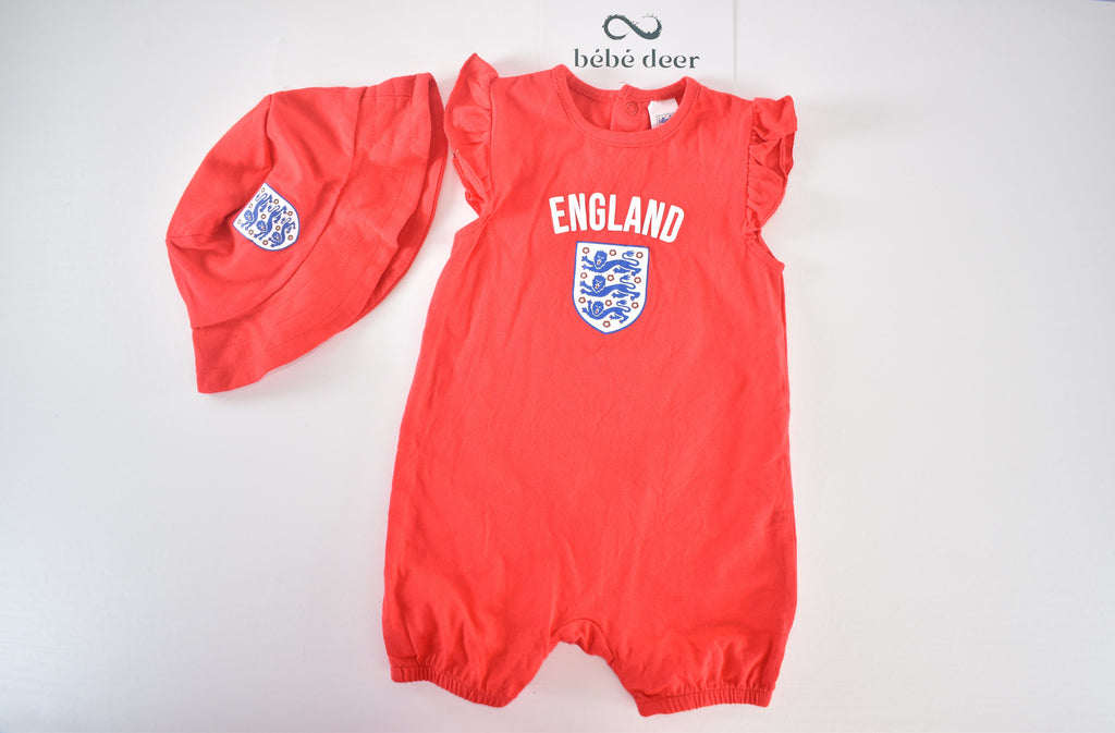 Ensemble barboteuse et chapeau de soleil de football Angleterre