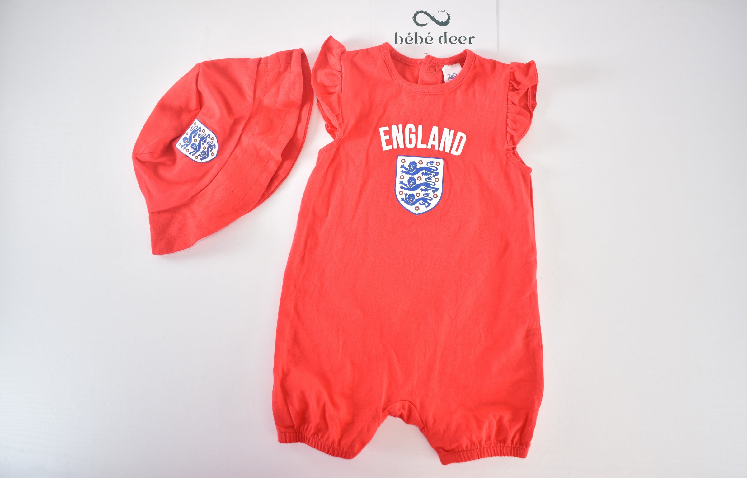 Ensemble barboteuse et chapeau de soleil de football Angleterre