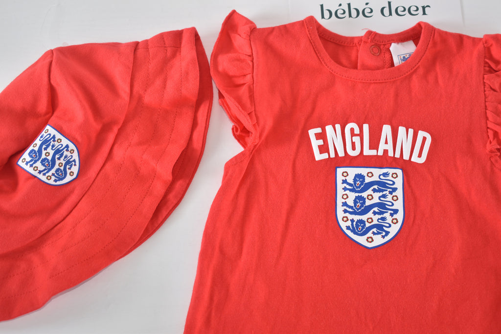 Ensemble barboteuse et chapeau de soleil de football Angleterre