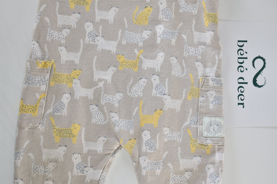 Dungaree with an all-over cat print