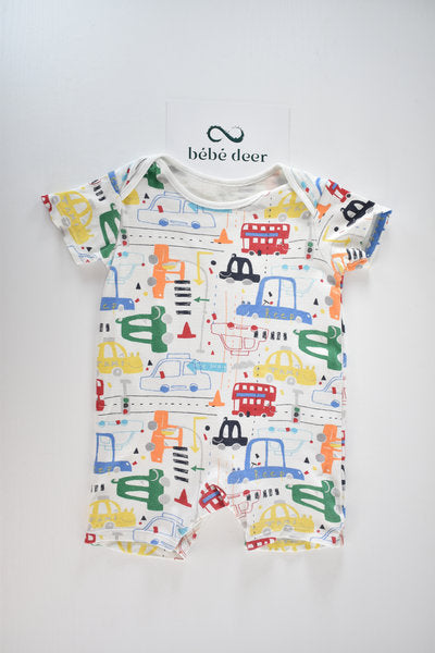 Vehicle print romper