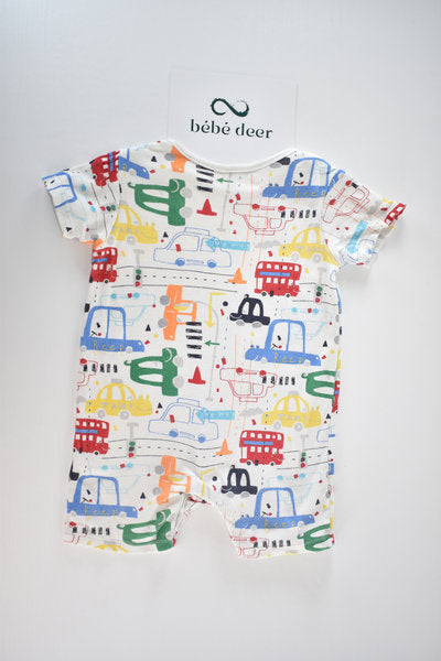 Vehicle print romper