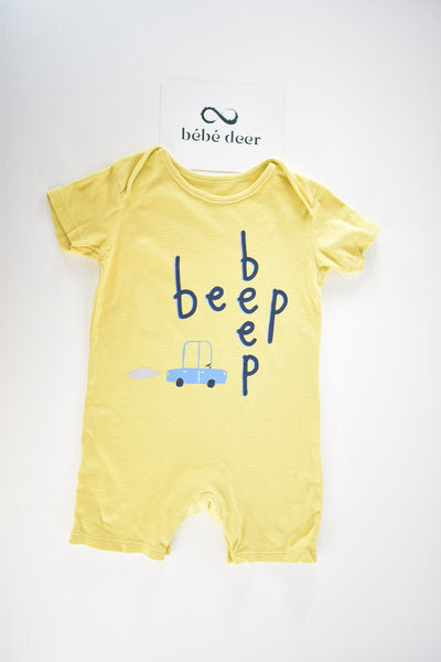 Yellow beep beep romper