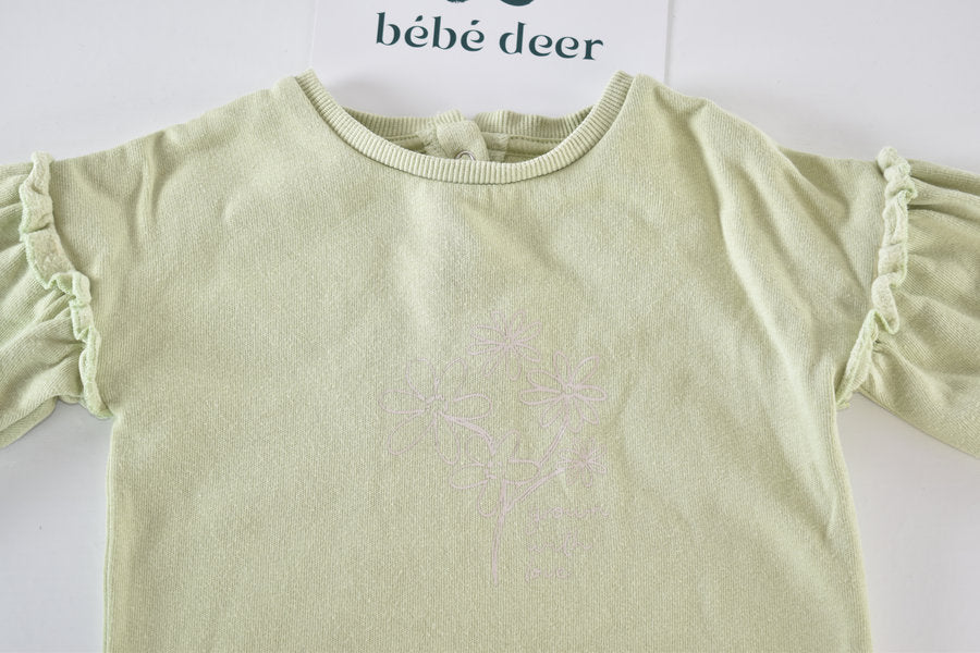 Sage green jumper with floral print