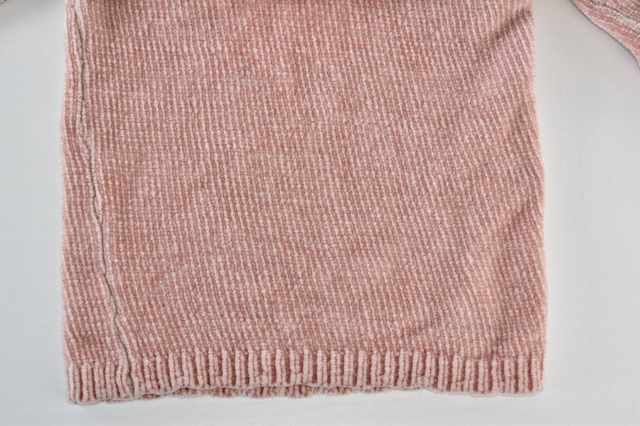Pink velour-effect jumper with frill detail