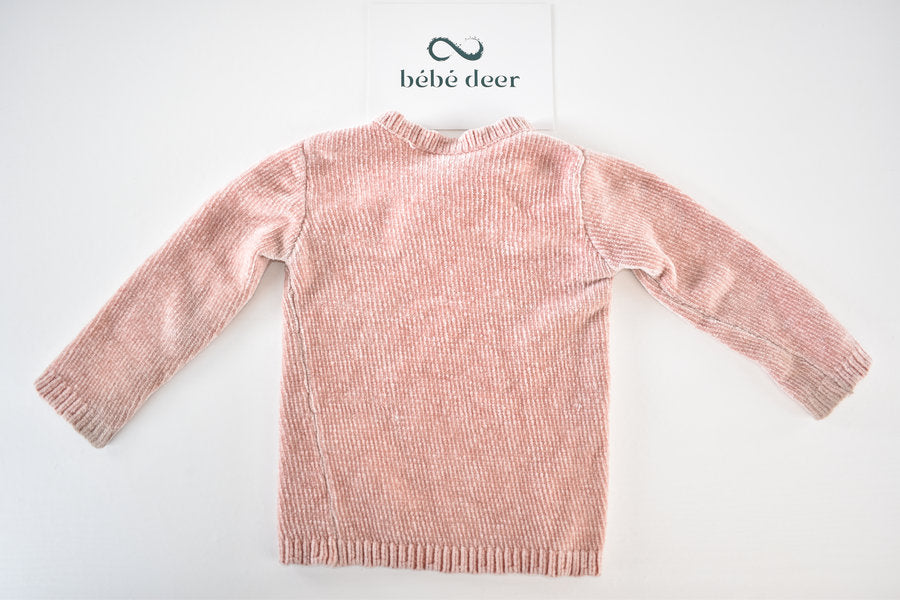 Pink velour-effect jumper with frill detail