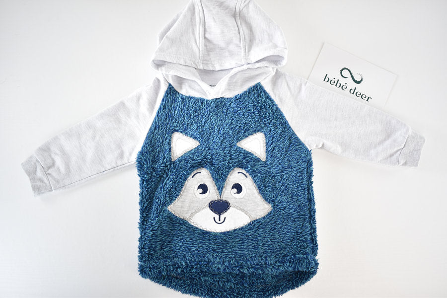 Blue fluffy fox hoodie jumper