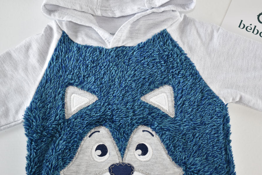 Blue fluffy fox hoodie jumper