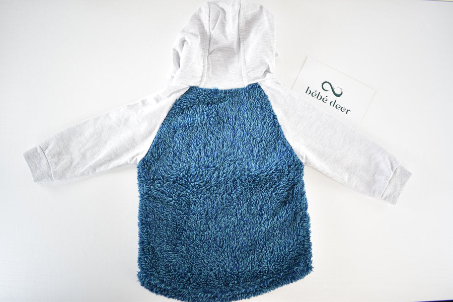 Blue fluffy fox hoodie jumper