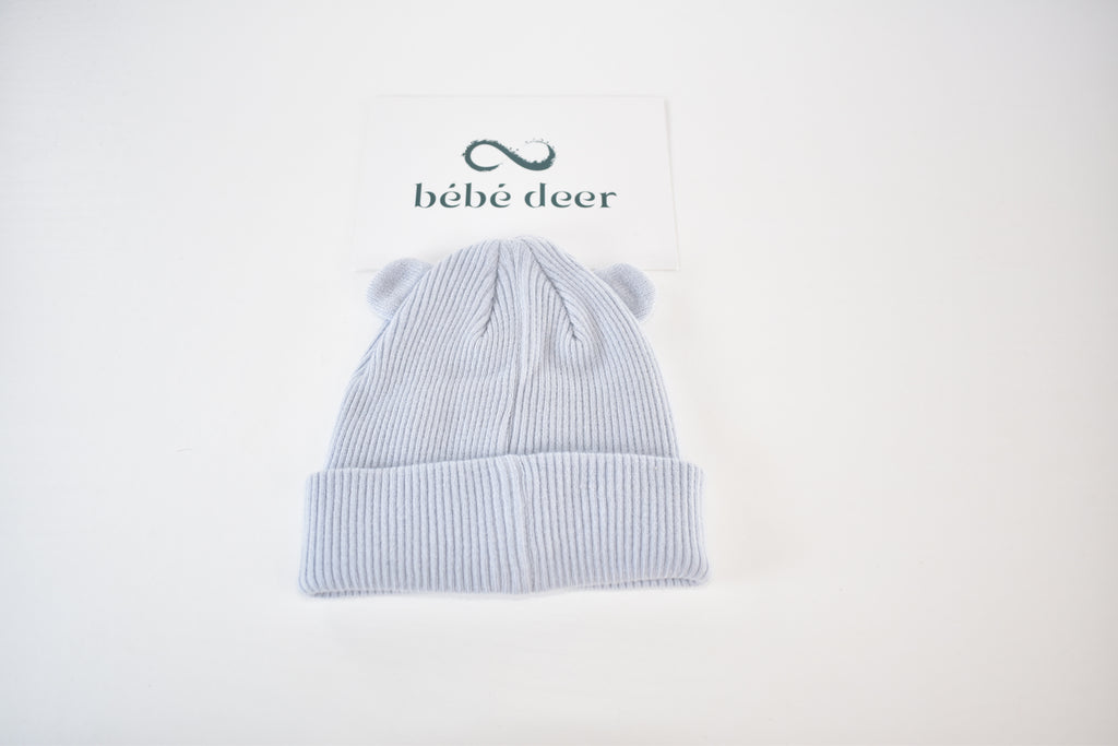 Grey soft bear ears knitted hat