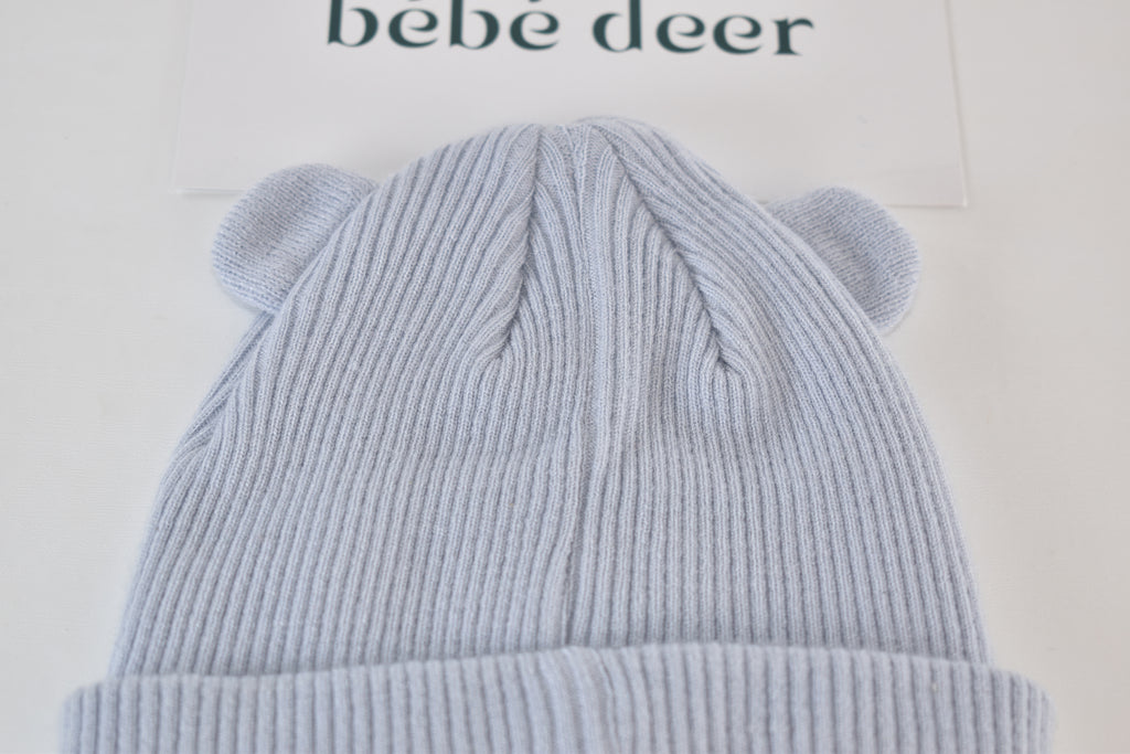 Grey soft bear ears knitted hat