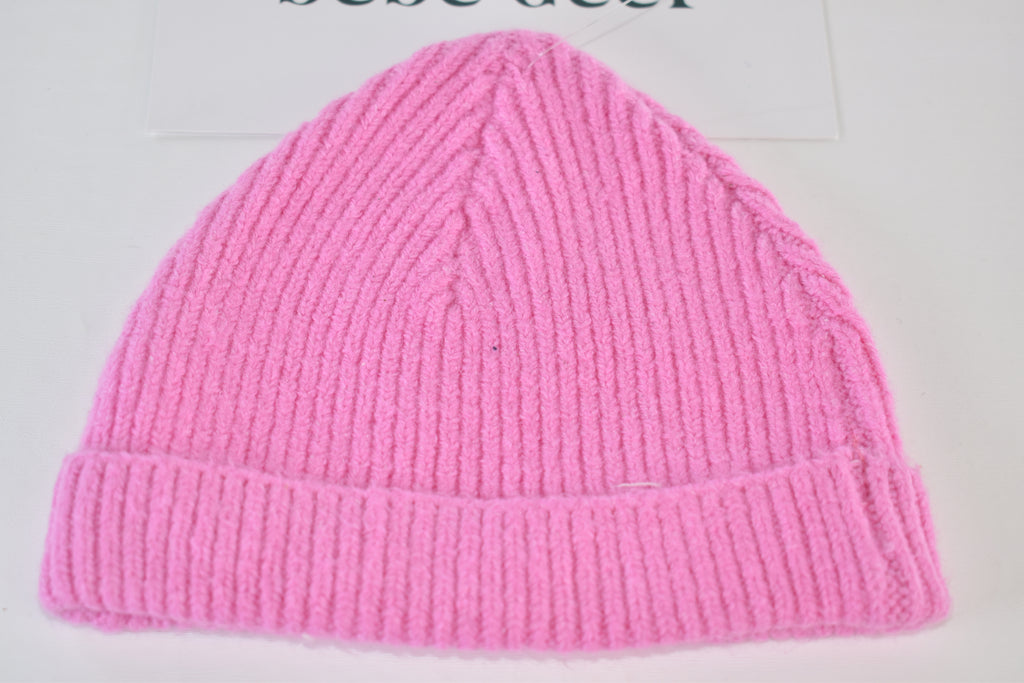 Bright pink soft knitted hat