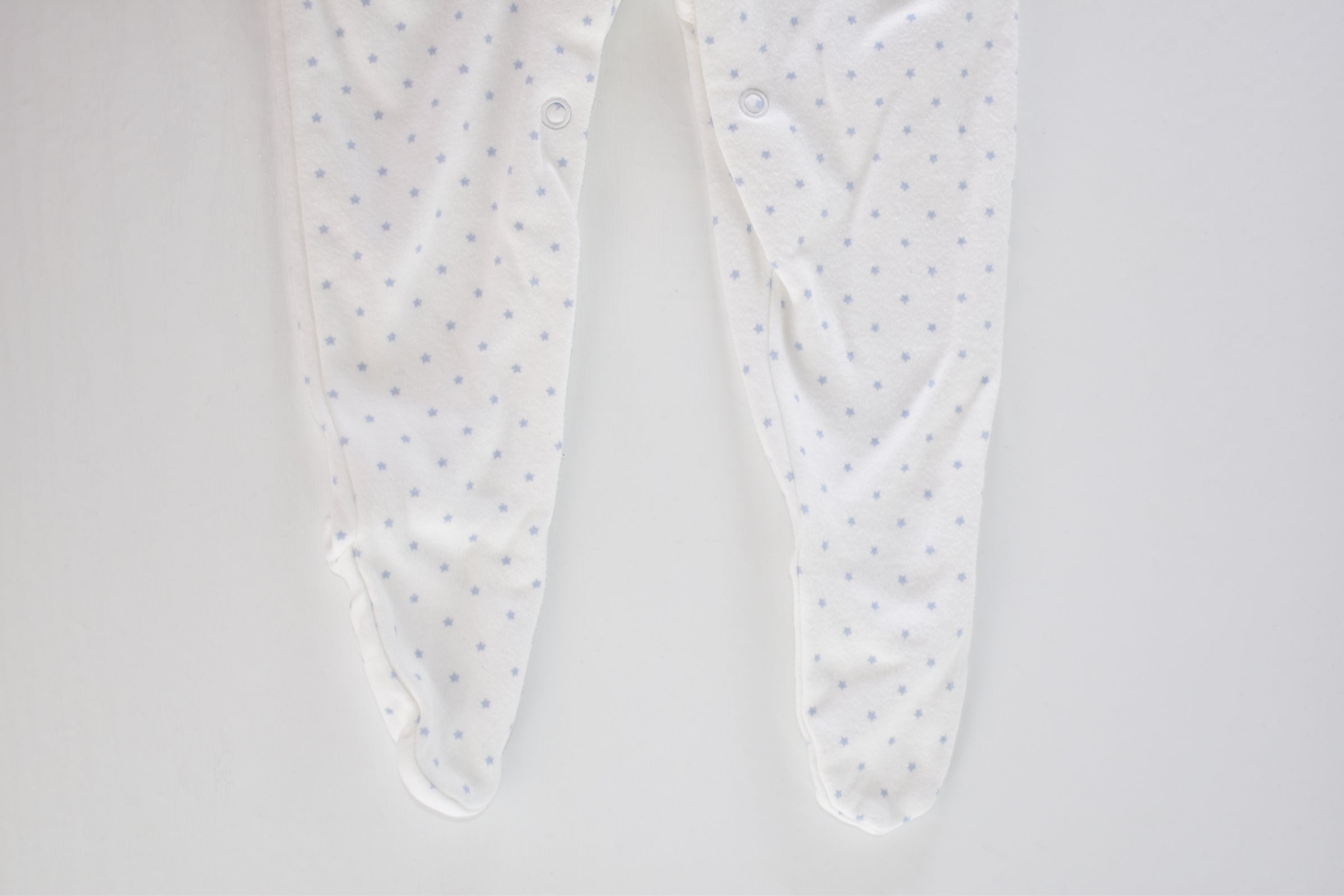 White cotton sleepsuit with blue stars