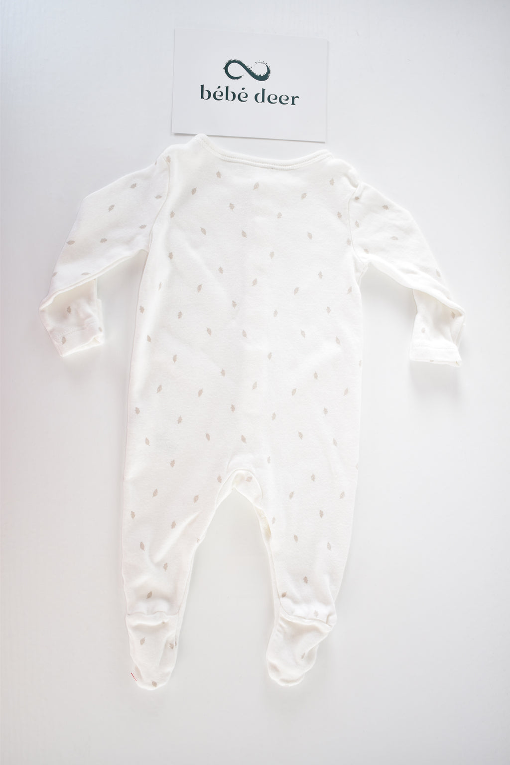 White leaf print cotton sleepsuit